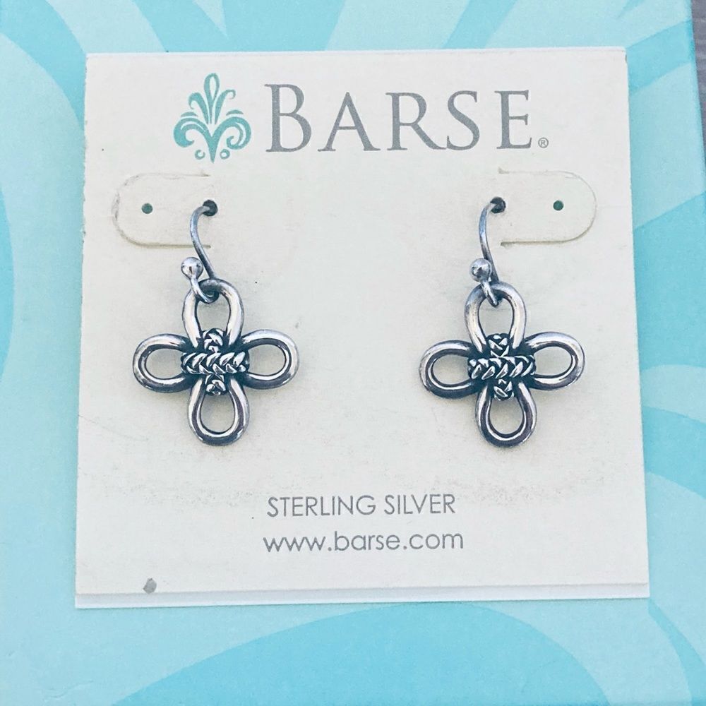 Barse Jewelry Sterling Silver Loop Cross Earrings